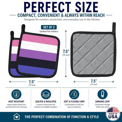 Caroline's Treasures Genderfluid Pride Pair of Pot Holders potholders, 7.5Wx7.5H, Multicolor