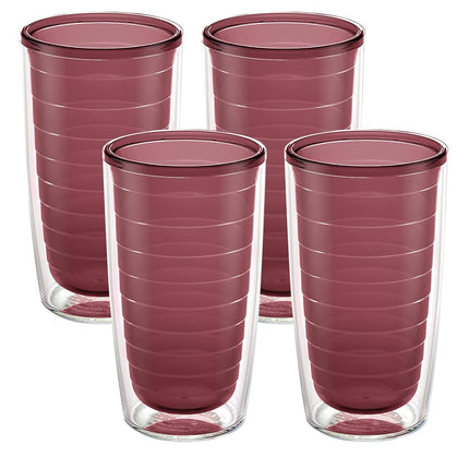 Tervis Gobelet de voyage isotherme à double paroi transparent et coloré fabriqué aux États-Unis garde les boissons froides et chaudes, 47 cl – Lot de 4, Elderberry Wild