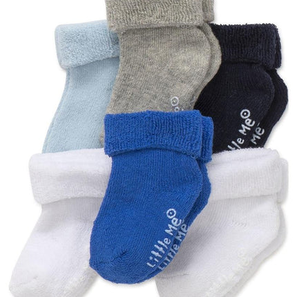 Little Me baby-boys Baby Boys' 6 Pack SocksBaby Boy Socks, Blue/White/Gray, 0-6 Months
