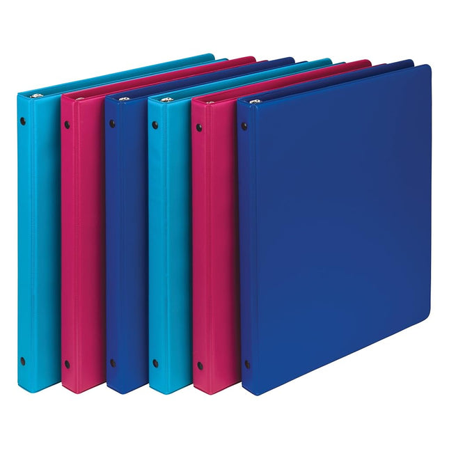 Samsill 0.5 Inch Document Storage Binder, Made in USA, FSC 100% Recyled Chipboard, Round Ring, 3 Ring Binder, 6 Pack, Assorted Fashion Colors