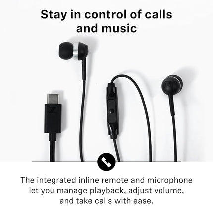 Sennheiser CX 80U in-Ear Headphones, USB C Connection, Black
