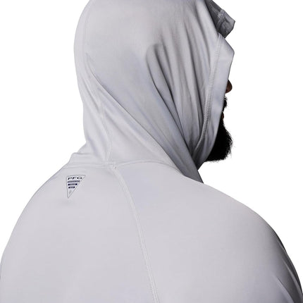 Columbia Mens Terminal Tackle Hoodie, Cool Grey/Vivid Blue Logo, 4X