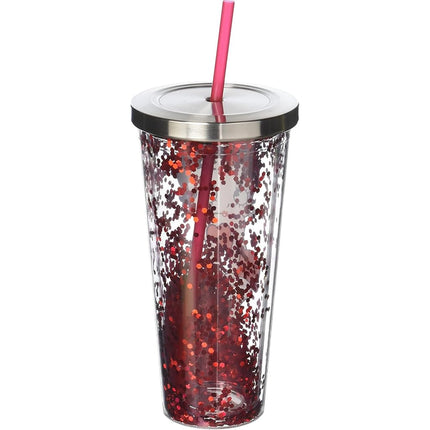 Spoontiques - Glitter Filled Acrylic Tumbler - Glitter Cup with Straw - 20 oz - Stainless Steel Locking Lid with Straw - Double Wall Insulated - BPA Free - Betty Boop