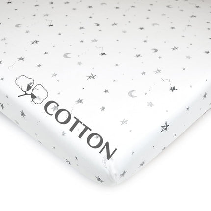 American Baby Company Printed 100% Natural Cotton Value Jersey Knit Fitted Pack N Play Playard Sheet, Grey Stars and Moon, Soft Breathable, for Boys and Girls
