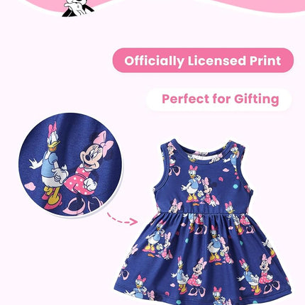 Disney Minnie Mouse Little Girls Leopard Panel Mesh Dress 3-10 Years, Deepblue, 4-5 Years