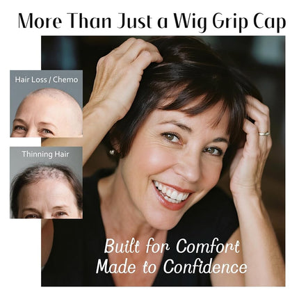 Dreamlover Wide Wig Grip Cap for Glueless Wigs, 2-in-1 Non Slip Wig Caps with Velvet Wig Grip Band for Women, Nude, 1 Piece