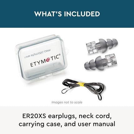 Etymotic ER20XS-SMF-P High Fidelity Reusable Earplugs [Polybag], Ultra-Compact Comfortable Hearing Protection for Concerts, Festivals, Sports Events, Sleep, -20dB even volume reduction, Standard Size