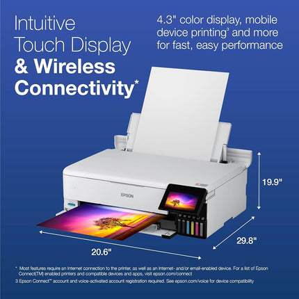 Epson EcoTank Photo ET-8550 Wireless Large Format All-in-One Super Tank Printer, Scanner, Copier, Ethernet and 4.3-Inch Colour Touch Screen