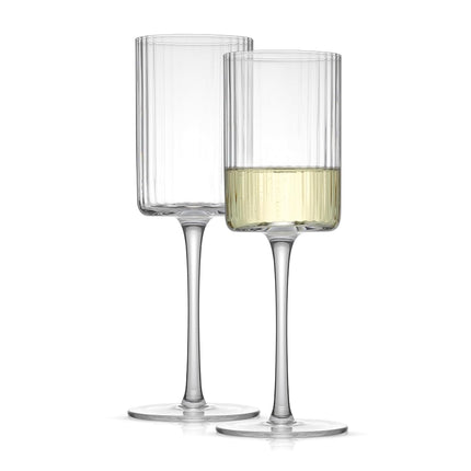 JoyJolt Fluted Stemmed Wine Glasses Set of 2-11.5o