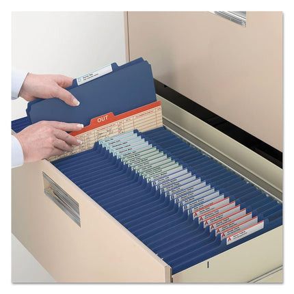 Smead Pressboard Classification File Folder with SafeSHIELD® Fasteners, 1 Divider, 2" Expansion, Letter Size, Dark Blue, 10 per Box (13732)