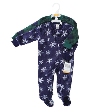 Hudson Baby Baby Plush Sleep and Play, Navy Snowflake, 6-9 Months