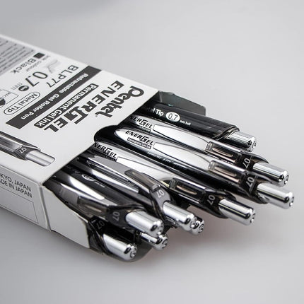 Pentel BLP77 EnerGel Permanent Security/Archival Pen, 0.7mm Tip, Black ink (Pack of 12)