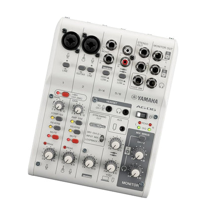 White 6-Channel Live Streaming Mixer/USB Interface for IOS/Mac/PC