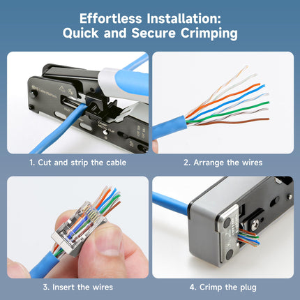 Conectores RJ45 blindados con paso Cat 6A de 100 unidades Cable Matters (extremos Cat 6A / conector Cat6A / enchufes modulares RJ45 / enchufes Ethernet / conector de red) para cable Ethernet S/FTP sólido o trenzado