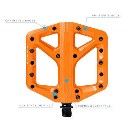 Crankbrothers Stamp-1 Pedals, Large, Orange