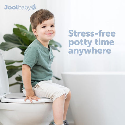 Jool Baby Folding Travel Potty Training Seat for Toddlers, Fits Round & Oval Toilets, Non-Slip Suction Cups, Includes Free Travel Bag (Grey)