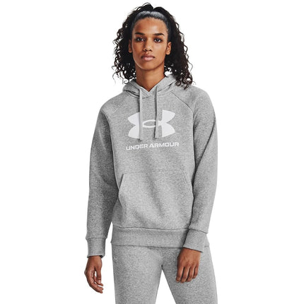 Under Armour Womens Rival Fleece Big Logo Hoodie Gray L