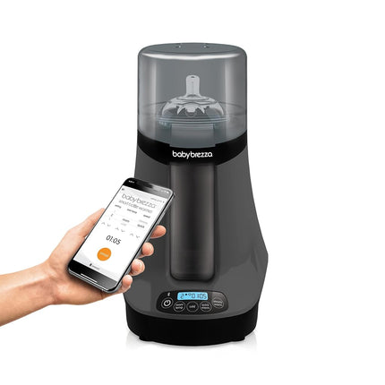 Baby Brezza Smart Baby Bottle Warmer, Breastmilk Warmer + Defroster – Free App - Only Brand with Different Temperatures for Breastmilk + Formula - Universal Fit for All Bottles + Milk Bags, Charcoal