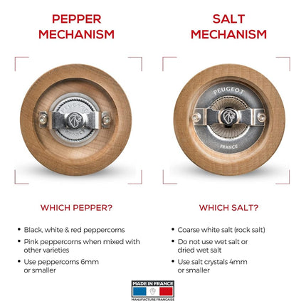 PEUGEOT - Bistro 10 cm Pepper Mill - Classic Grind System - Made with PEFC Certified Wood - Lifetime Guaranteed Mechanism - Made in France - Antique Colour