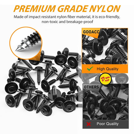 GOOACC 50pcs Splash Shield General Purpose Phillips Truss Head Sems Screw for Honda Acura BMW Fender Liner Bumper Cover Screws 90114-SE0-000 90114-SZ3-000 M4.8-1.61x19mm