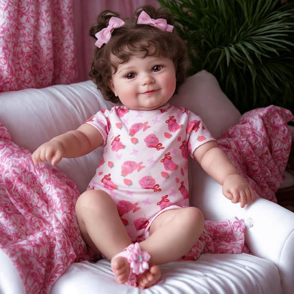 JIZHI Lifelike Reborn Baby Dolls - 20-Inch Real Baby Feeling Realistic-Newborn Baby Dolls Adorable Smiling Real Life Baby Dolls with Feeding Kit & Gift Box for Kids Age 3 +