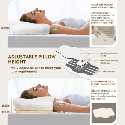 Osteo Cervical Pillow for Neck Pain Relief, Hollow Design Odorless Memory Foam Pillows with Cooling Case, Adjustable Orthopedic Bed Pillow for Sleeping, Support for Side Back Sleepers