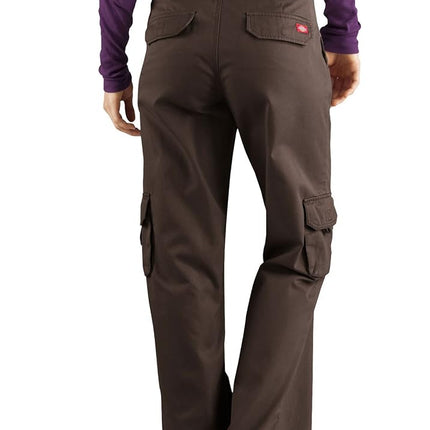 Dickies Women's Relaxed Cargo Pant, Rinsed Pebble Brown, Medium