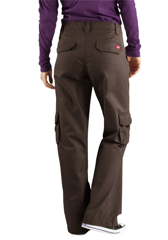Dickies Women's Relaxed Cargo Pant, Rinsed Pebble Brown, Medium