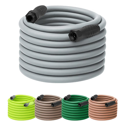 Manguera de jardín Flexzilla HFZC5100GYS-E Colors SwivelGrip, 5/8" x 100', conexiones GHT de 3/4"-11 1/2, gris, gris pizarra
