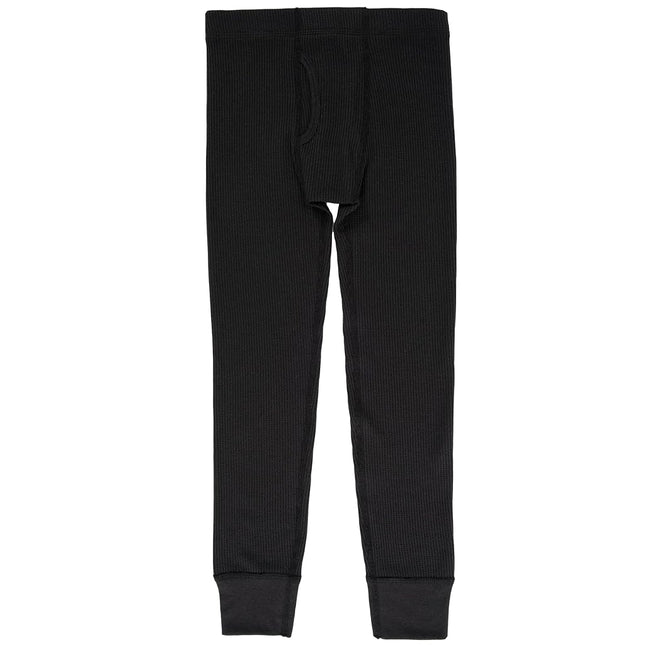 Fruit of the Loom Boys' Premium 2-Pack Thermal Waffle Bottom, Black/Heather Greystone, 14-16