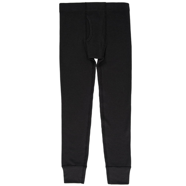 Fruit of the Loom Calzoncillos térmicos de primera calidad para niños, paquete de 2, diseño de gofre, negro/gris jaspeado, 10-12