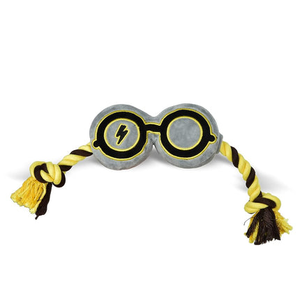 HARRY POTTER HP Glasses Rope Pull Pet Toy | Rope Squeaky Dog Toy in Design | Dog Tug Toy with Rope and Squeakers | Dog Toys for Fans, 16 inch (FF18911)