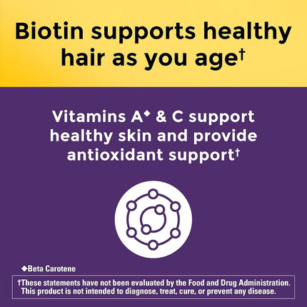Nature Made Hair Growth Softgels, Clinically Studied Lustriva + Biotin, Vitamin C & A, Hair Growth Vitamins - Support Healthy Hair as You Age, 30 Softgels, 30 Day Supply