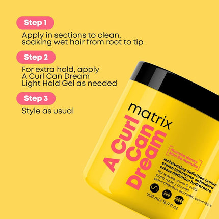 Matrix Moisturising Hair Cream for Curly & Coily Hair, With Manuka Honey Extract, Total Results A Curl Can Dream, 500ml