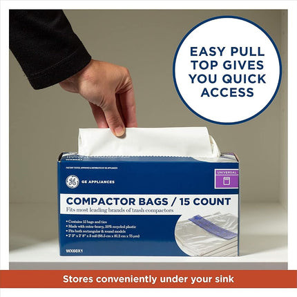 GE WX60X1 Genuine OEM Universal Trash Compactor Bags for GE Trash Compactors
