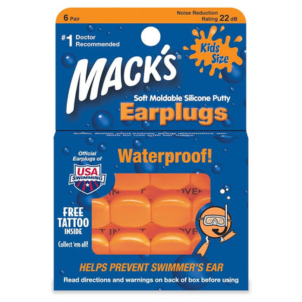 Macks Moldable Silicone Ear Plugs, Kids Size, 6 Pa
