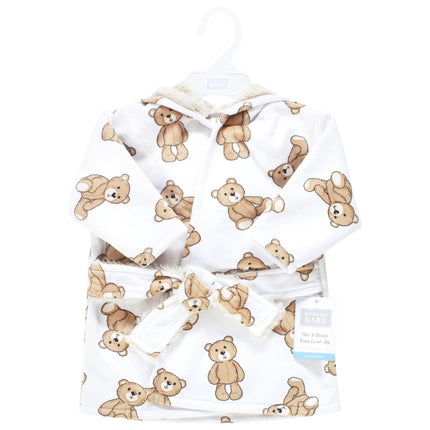 Hudson Baby Unisex Baby Mink with Faux Fur Lining Pool and Beach Robe Cover-ups, Teddy Bears, 12-18 Months