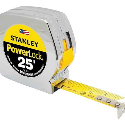 Stanley 33425 Powerlock II Power Return Rule, 1-Inch x 25ft, Chrome/Yellow
