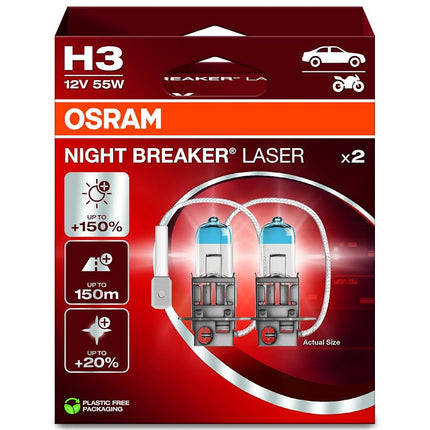 OSRAM Night Breaker Laser H3, +150% More Brightnes