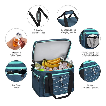 Maelstrom Collapsible Soft Sided Cooler - 60 Cans Extra Large Lunch Cooler Bag Insulated Leakproof Camping Cooler, Portable for Grocery Shopping, Camping, Tailgating and Road Trips，Navy Blue