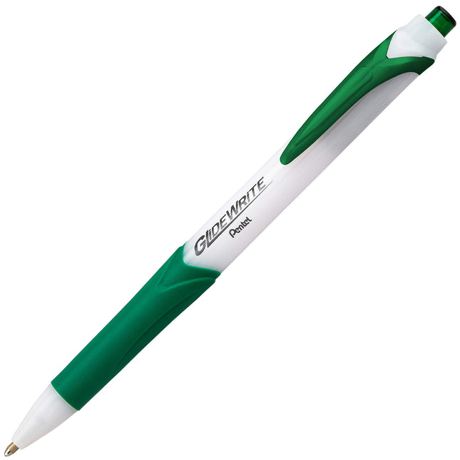 Stylo à bille Pentel GlideWrite avec encre TechniFlo, (1,0 mm) trait moyen, vert, boîte de 12 (BX910-D)