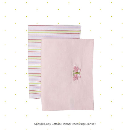 Spasilk Baby-Girls Newborn 4 Pack 100% Cotton Flannel Receiving Blanket, Pink, One Size
