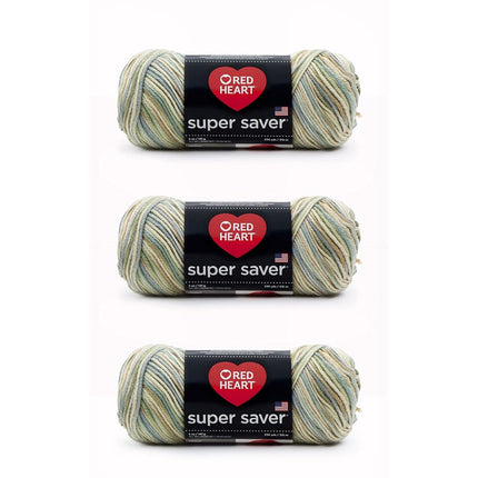 Red Heart Super Saver Pack of 3 - Aspen Print - 7oz/198g - Acrylic - 4 Medium (Worsted) - 364 Yards - Knitting, Crocheting, Crafts & Amigurumi