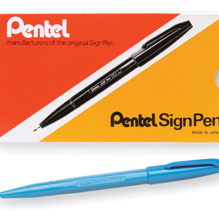 Pentel Arts Sign Pen Fiber-Tipped Pen, Sky Blue In