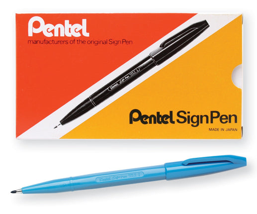 Pentel Arts Sign Pen Fiber-Tipped Pen, Sky Blue In