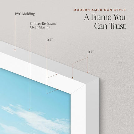 Americanflat 17x22 Picture Frame with Polished Plexiglass - Streamline Collection - Thin Border Picture Frame for Wall Display - Hanging Hardware Included - White