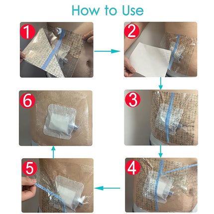 Hola Health Shower Protector [Pack of 50], 6" x 8" Dialysis Catheter Shower Cover Shower Shields PD PICC Line Water Barrier, Waterproof Wound Bandage Protector Disposable Transparent