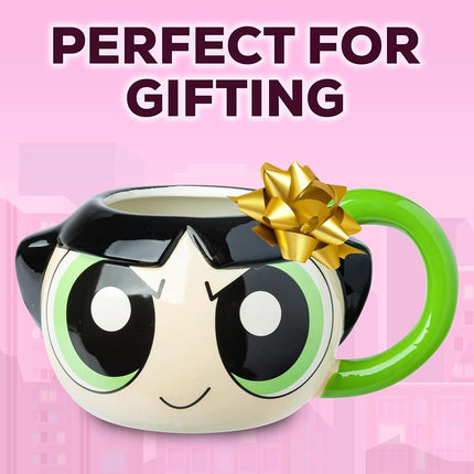 Silver Buffalo The Powerpuff Girls Ceramic 3D Sculpted Mug Featuring Buttercup, 20 Ounces