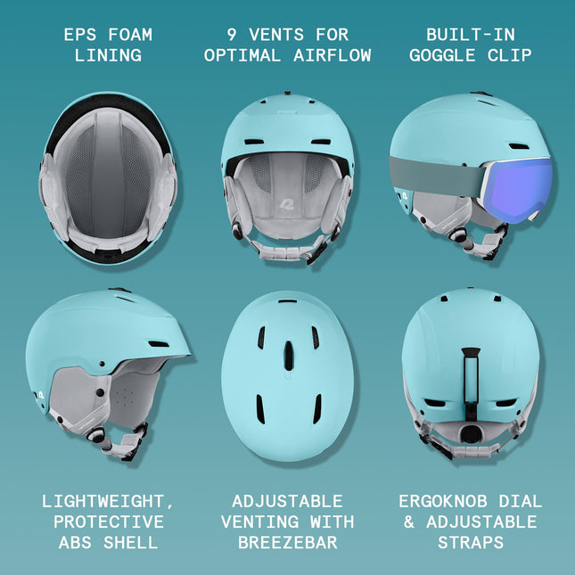 Retrospec Zephyr Ski & Snowboard Helmet for Adults - Adjustable with 9 Vents - Impact Resistant ABS Shell & EPS Foam - Matte Blue Ridge, Large 59-62cm