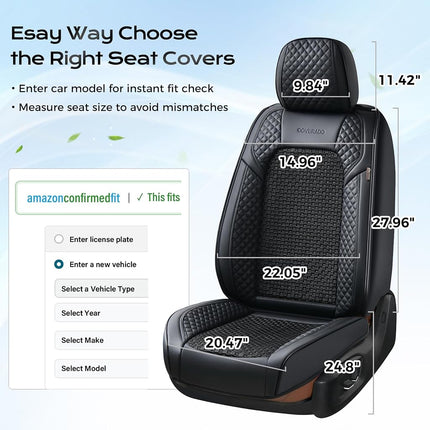 Coverado Seat Covers Full Set, 5 Seats Universal Seat Covers for Cars, Waterproof Breathable Faux Leather and Woven-Fabric Seat Cushions for Front and Rear, Auto Interiors for Most Vehicles-Black